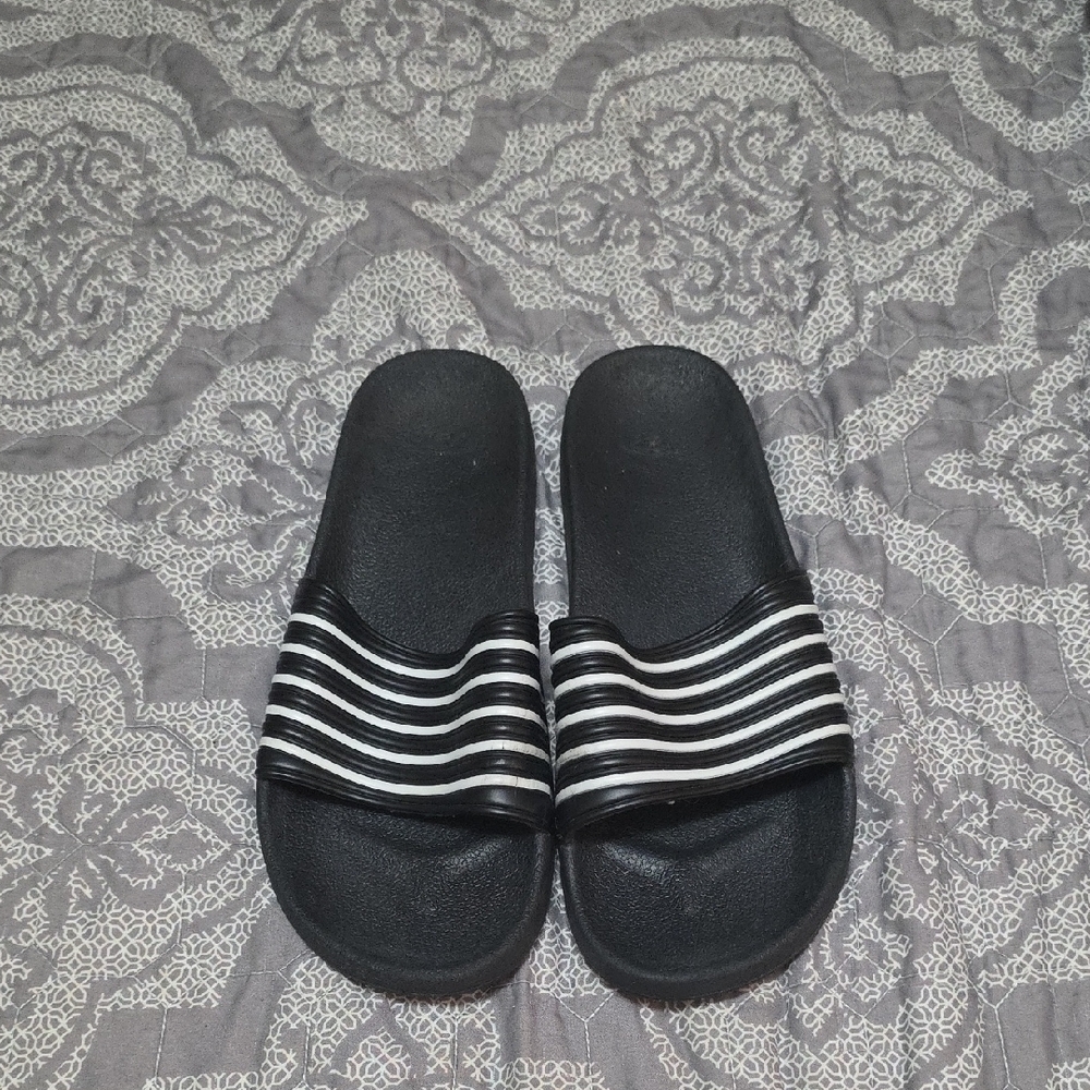 Black and White Slide Sandals